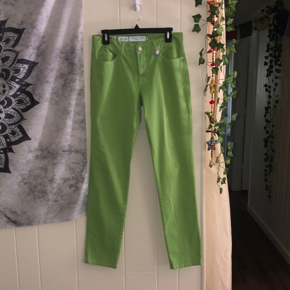 FABRIZIO GIANNI JEANS Vintage Size 6 Stretch High Comfort Lime Green Pants - Picture 2 of 10